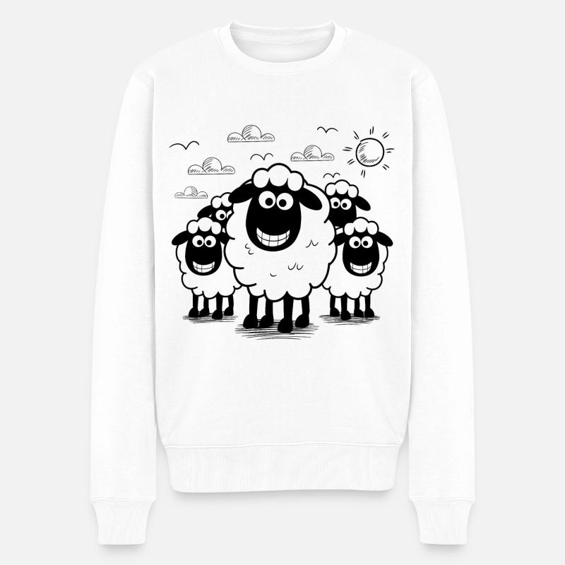 Lustige Schafe Schafherde Tiere - Männer Premium Bio Pullover - Weiß