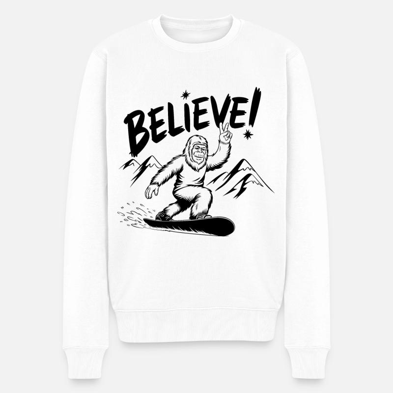 Sasquatch Bigfoot Snowboard Snowboarder - Männer Premium Bio Pullover - Weiß