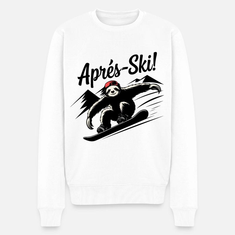 Sloth Sloth Snowboard Après-Ski - Pull Premium bio Homme - blanc