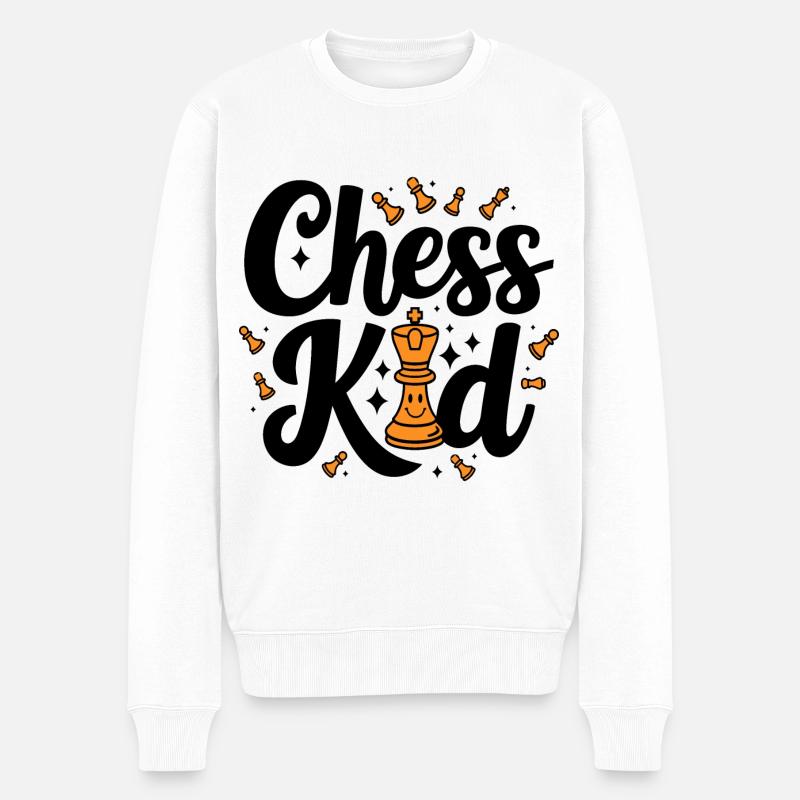 Chess Kid Schach Kinder Sprüche Zitate - Männer Premium Bio Pullover - Weiß