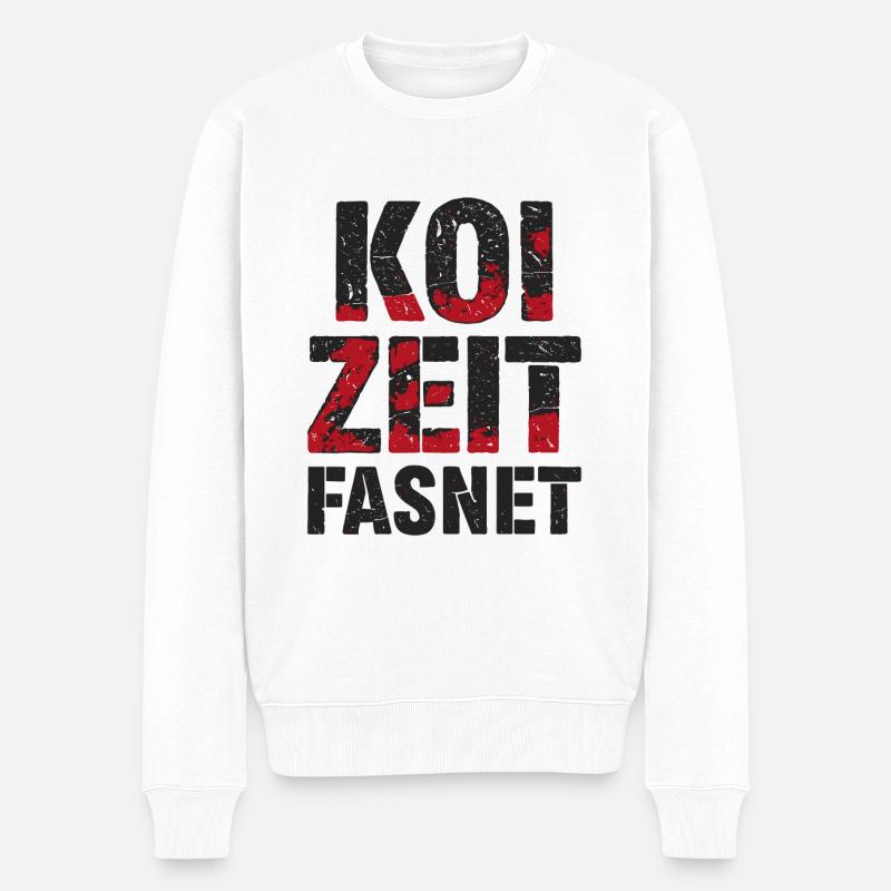 Koi Zeit Fasnet - Karneval Fasching - Männer Premium Bio Pullover - Weiß