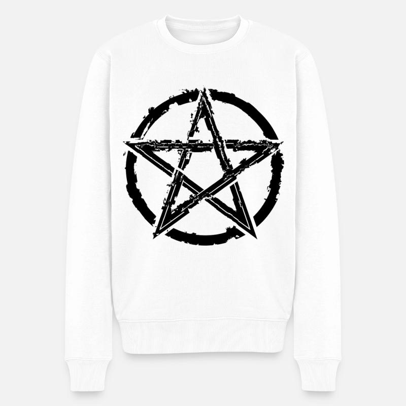 Pentagram für Atheisten und Satanisten oder Goths - Männer Premium Bio Pullover - Weiß