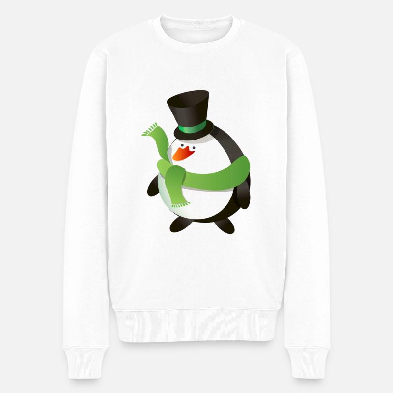 Weihnachtlich Pinguin - Männer Premium Bio Pullover - Weiß