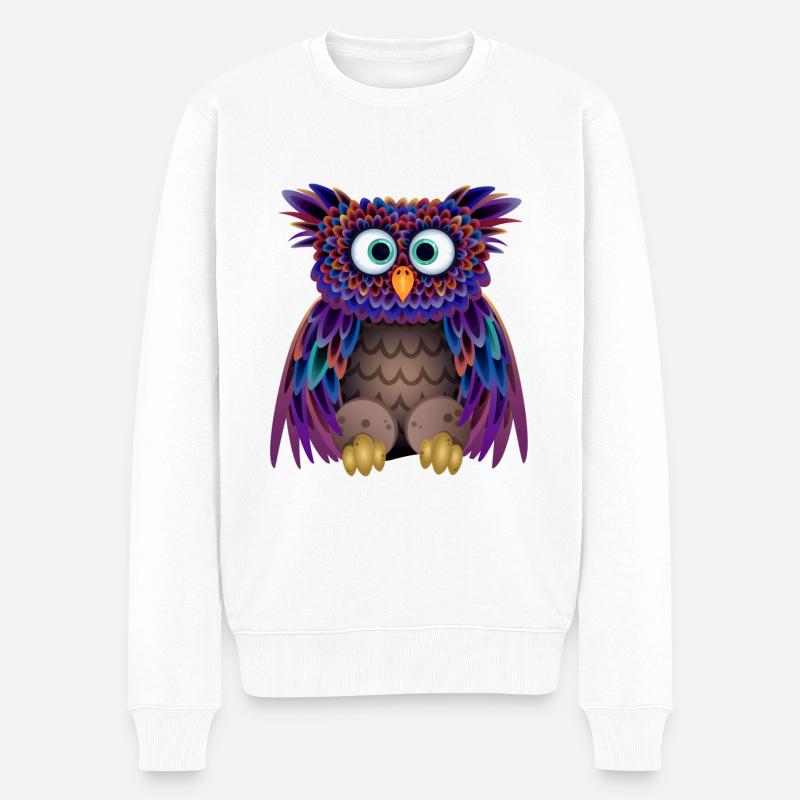 La chouette colorée - Pull Premium bio Homme - blanc