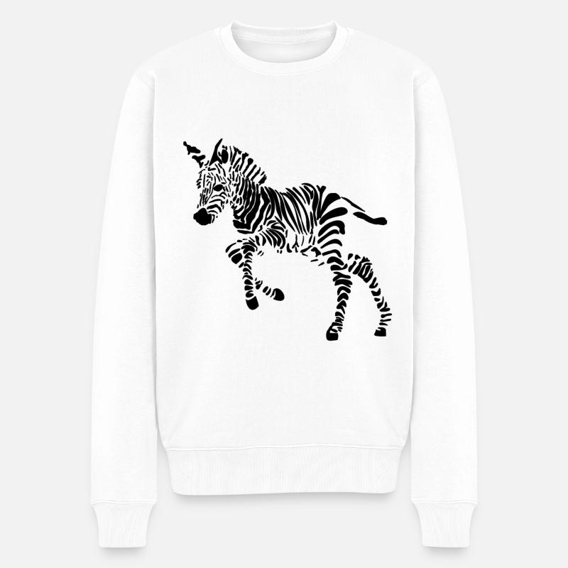 Zebra - Männer Premium Bio Pullover - Weiß