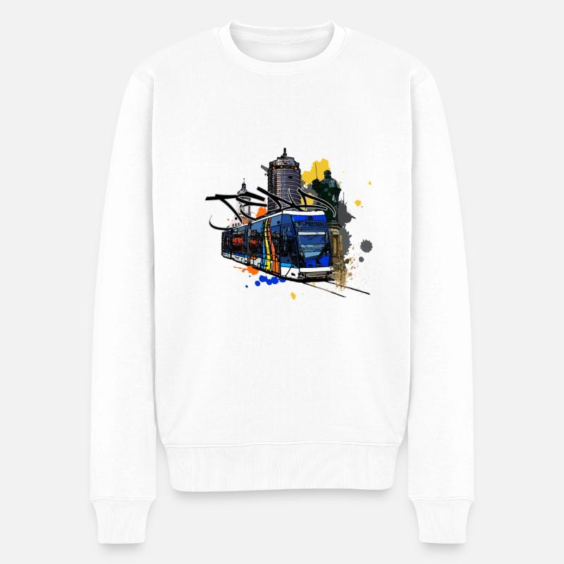 Jena City - Männer Premium Bio Pullover - Weiß