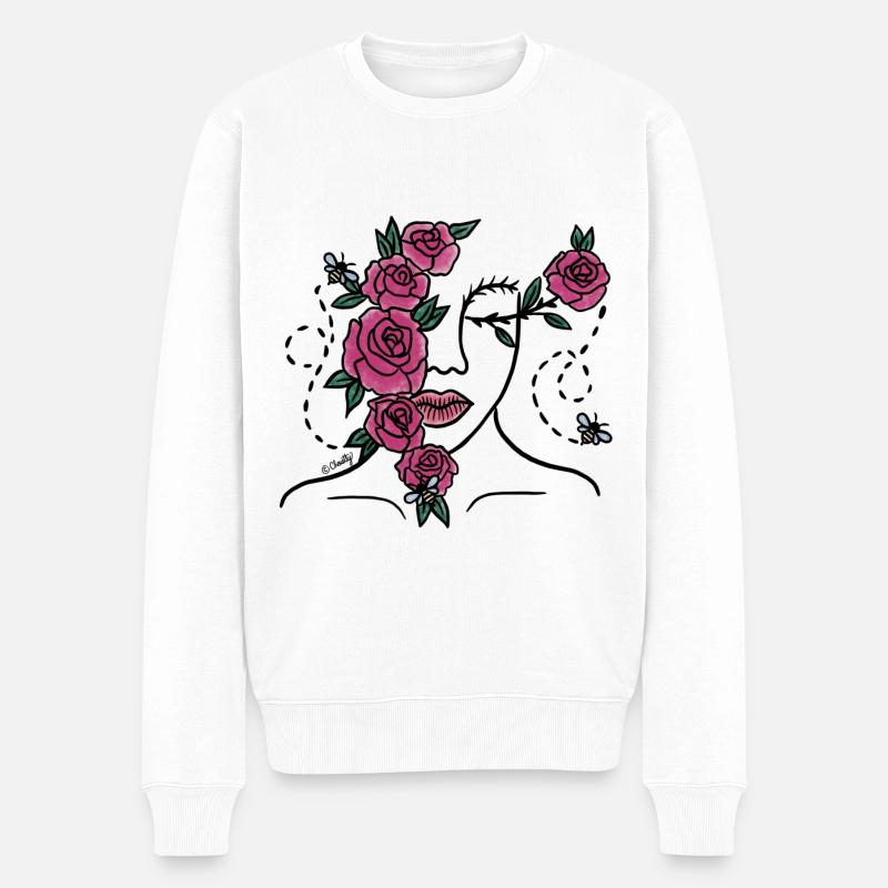 Rose & Bee Lady - Männer Premium Bio Pullover - Weiß