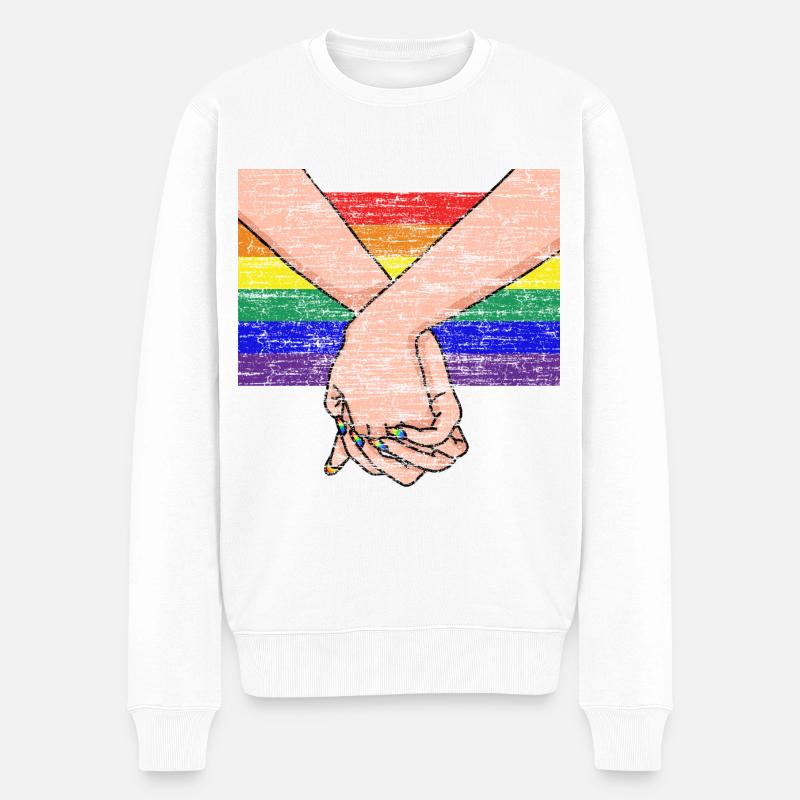 LGBTQ Händchen halten vintage - Männer Premium Bio Pullover - Weiß