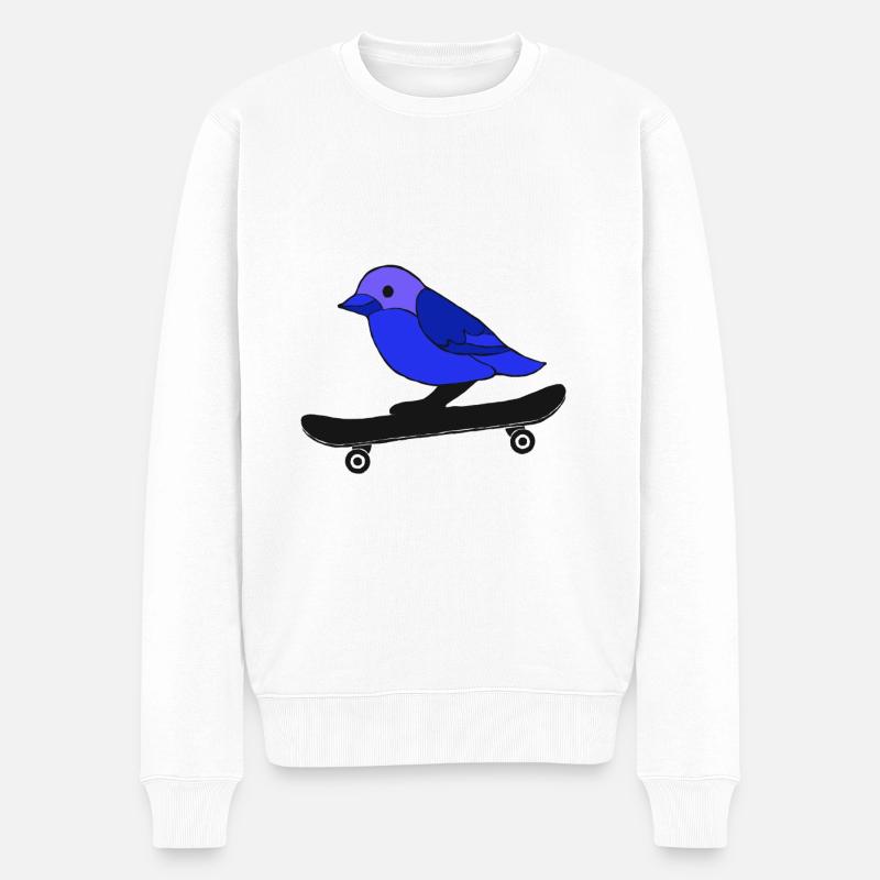 süßer Skatender Vogel - Männer Premium Bio Pullover - Weiß