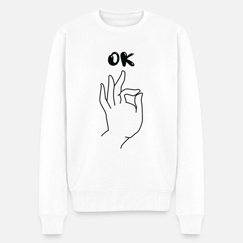 OK - Männer Premium Bio Pullover - Weiß