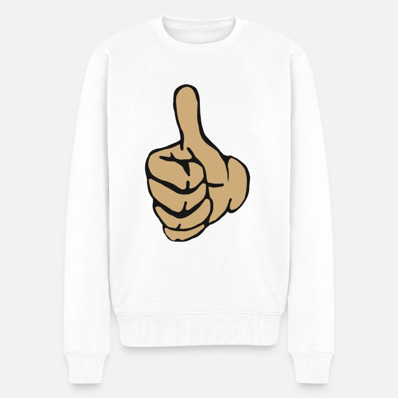 Daumen hoch mögen toll super gut Geschenk Symbol - Männer Premium Bio Pullover - Weiß