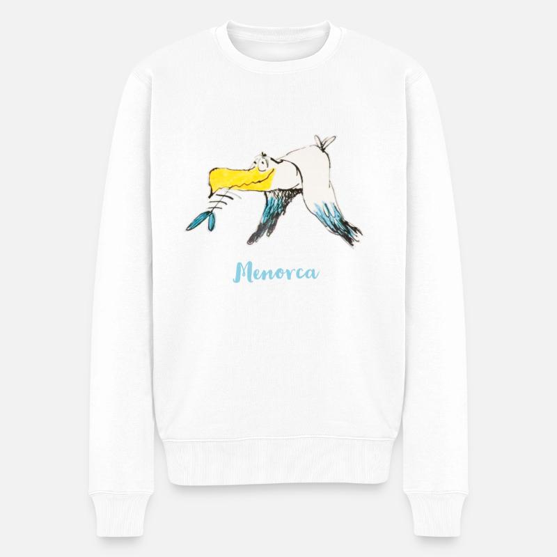 Lustige Menorca Moewe - Männer Premium Bio Pullover - Weiß