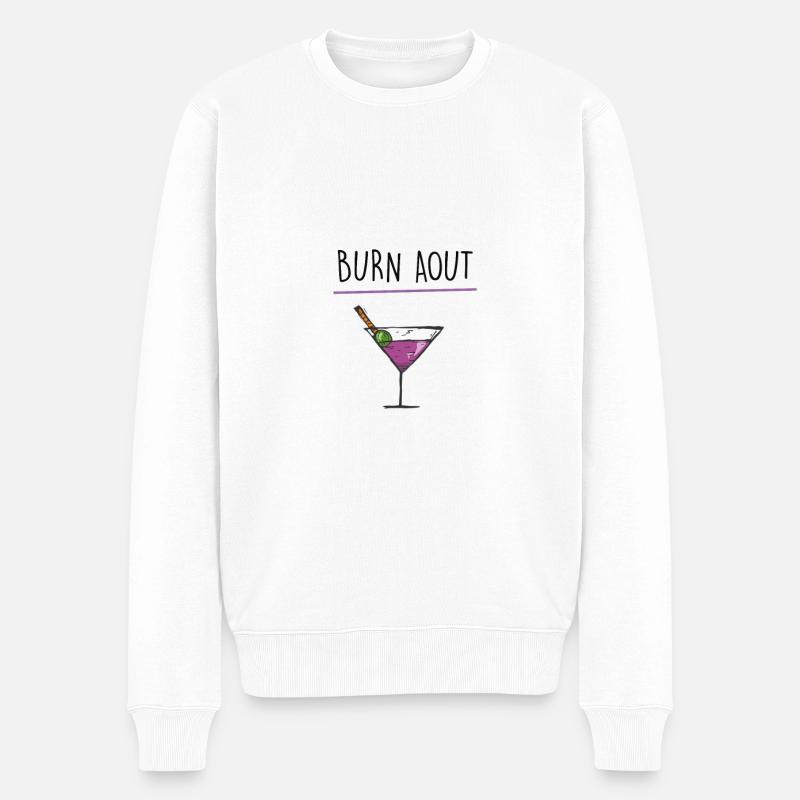 burn aout - Pull Premium bio Homme - blanc