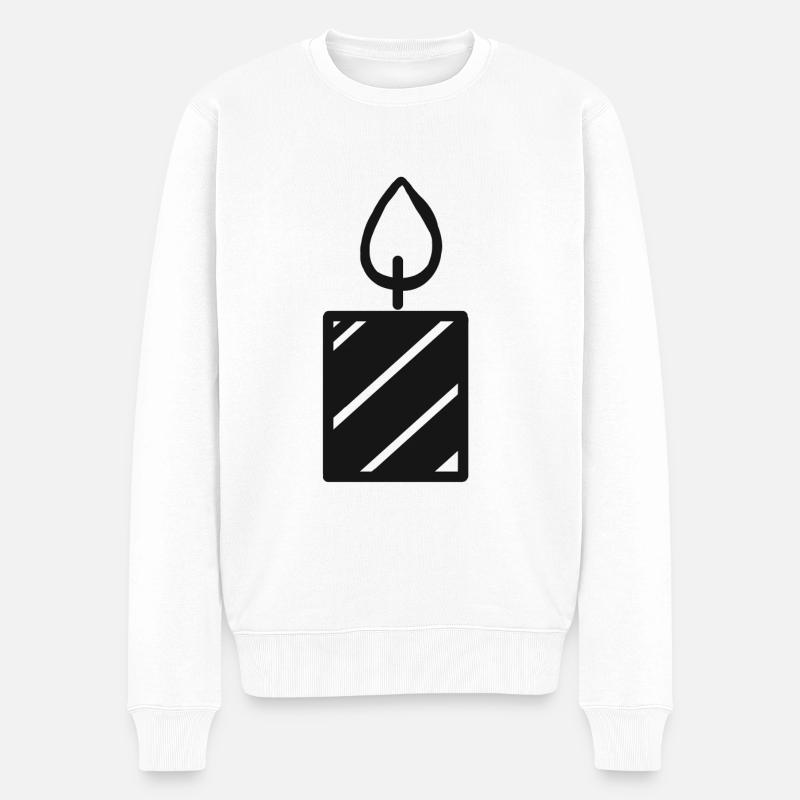 Kerze Kerzenlicht Geschenk - Männer Premium Bio Pullover - Weiß