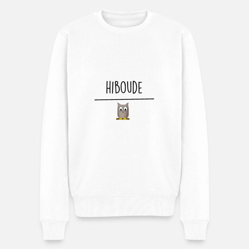 Eule - Männer Premium Bio Pullover - Weiß