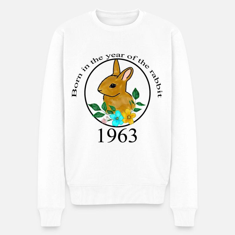 Hase Geburtsjahr 1963 Chinesisches Sternzeichen - Männer Premium Bio Pullover - Weiß
