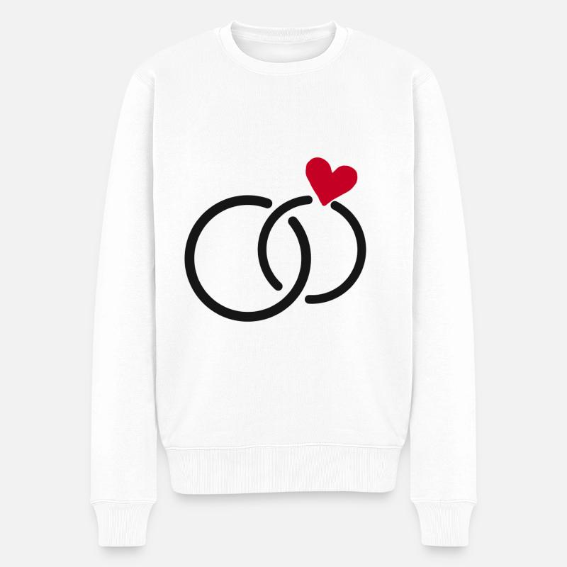 Heirat Verlobung Hochzeit Ehering Paare Herz Ring - Männer Premium Bio Pullover - Weiß