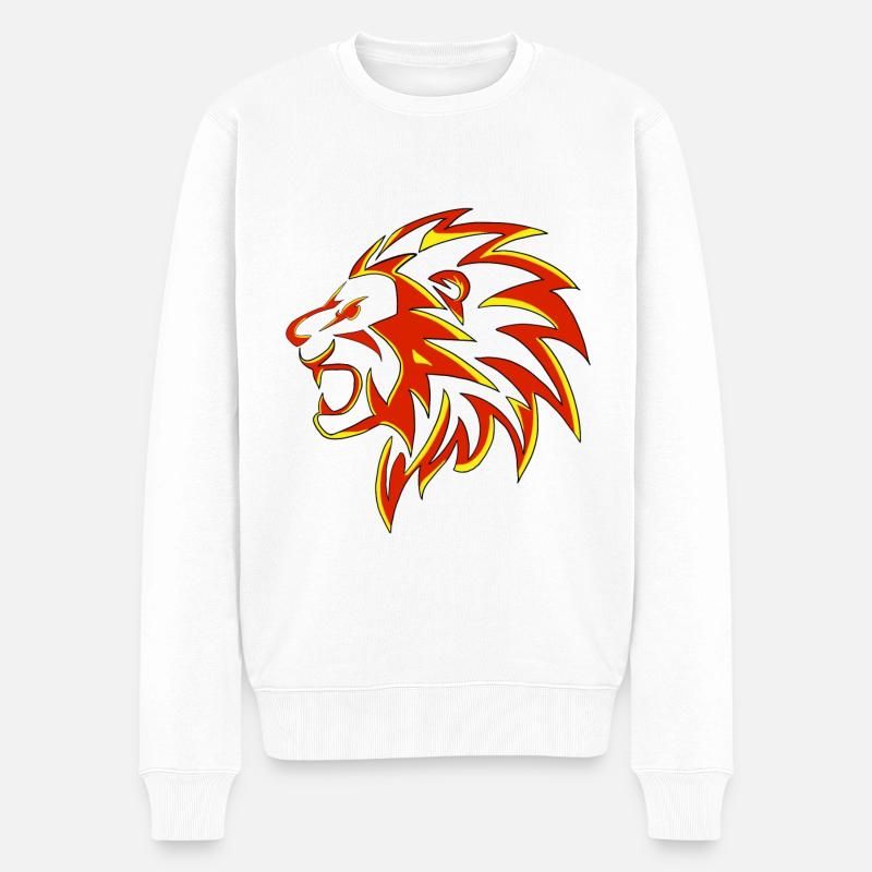 König der Löwen cooles Löwenkopf - Männer Premium Bio Pullover - Weiß