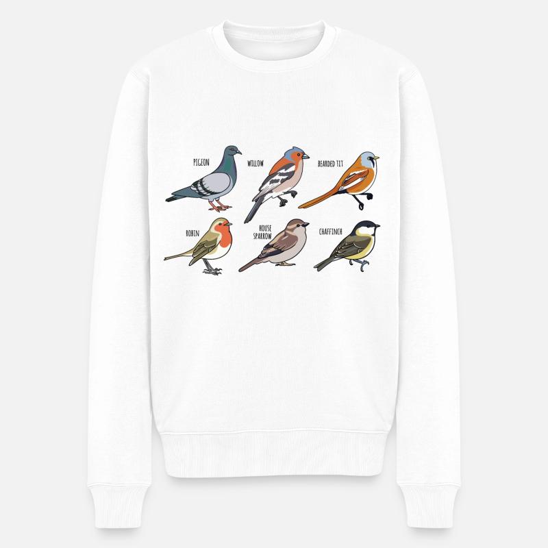 six oiseaux - Pull Premium bio Homme - blanc