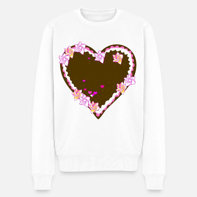 lebkuchenherz zum selbst beschriften - Männer Premium Bio Pullover - Weiß