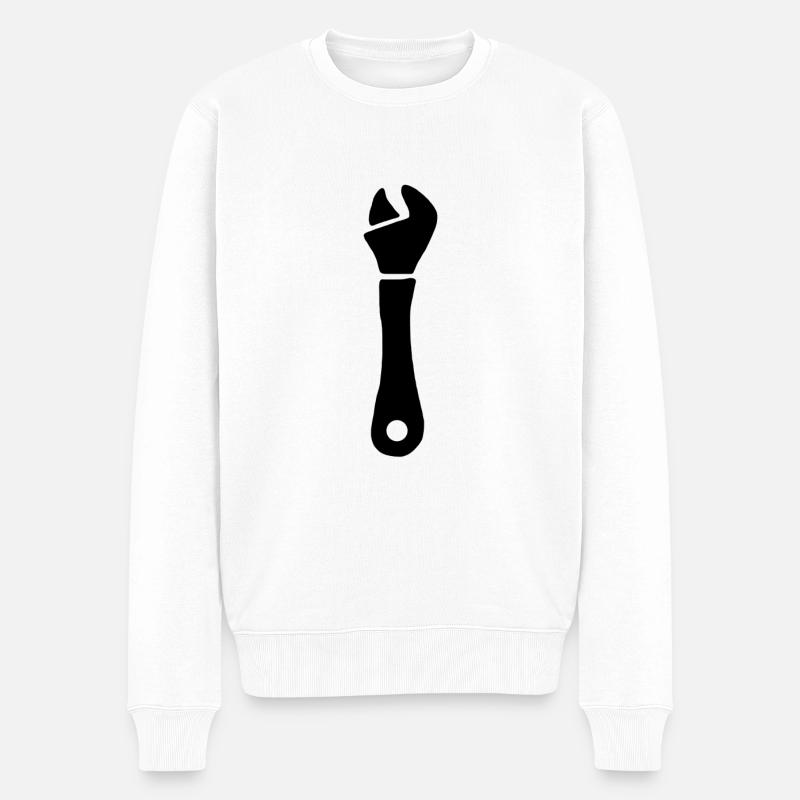 Clé de la fourche à roulettes Clé à molette Outils - Pull Premium bio Homme - blanc