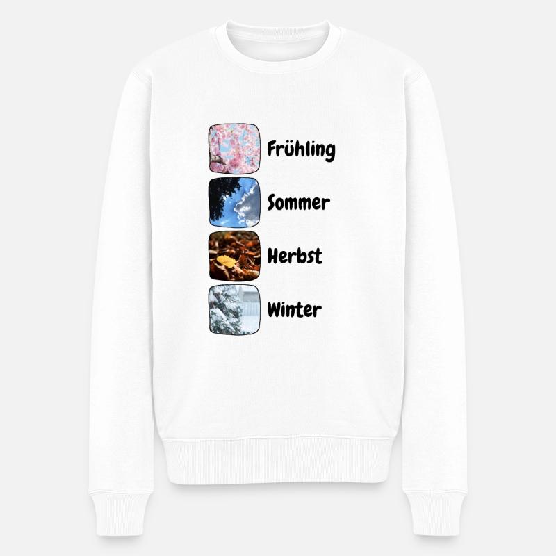Jahreszeiten Frühling Sommer Herbst Winter design - Männer Premium Bio Pullover - Weiß