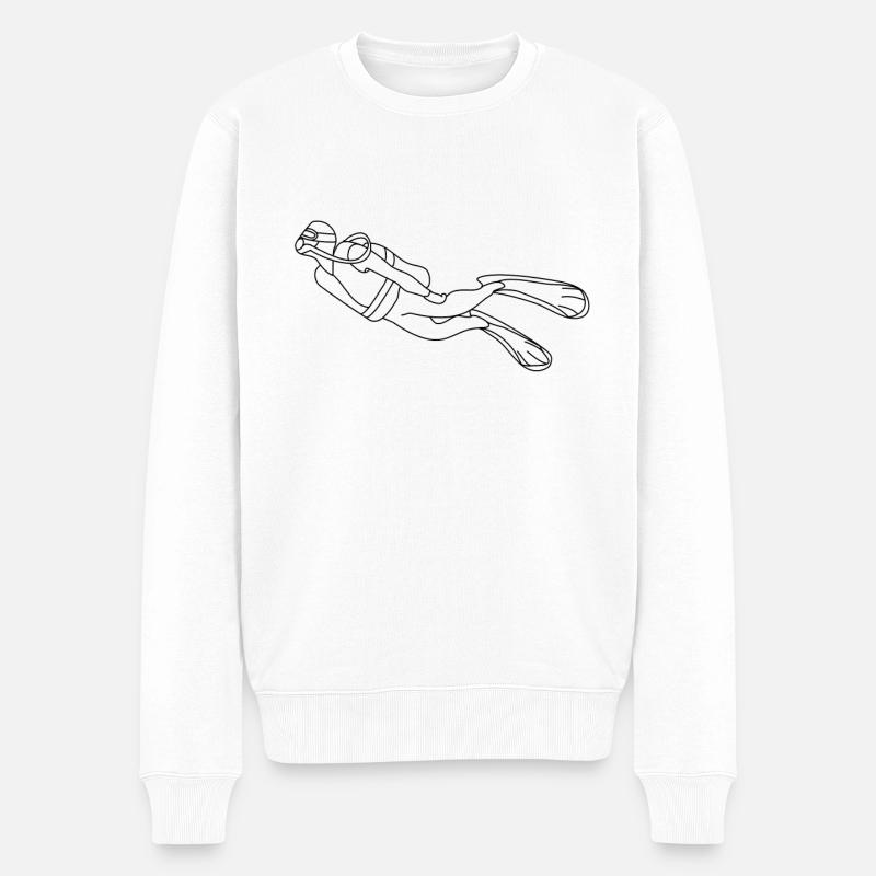 Dessin de plongeur - Pull Premium bio Homme - blanc