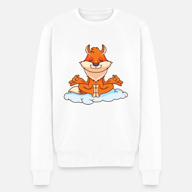 Yoga Meditation Fuchs Geschenke - Männer Premium Bio Pullover - Weiß