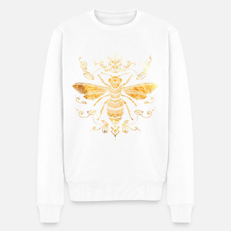 Bienen Mandala Tribal Tattoo - Männer Premium Bio Pullover - Weiß