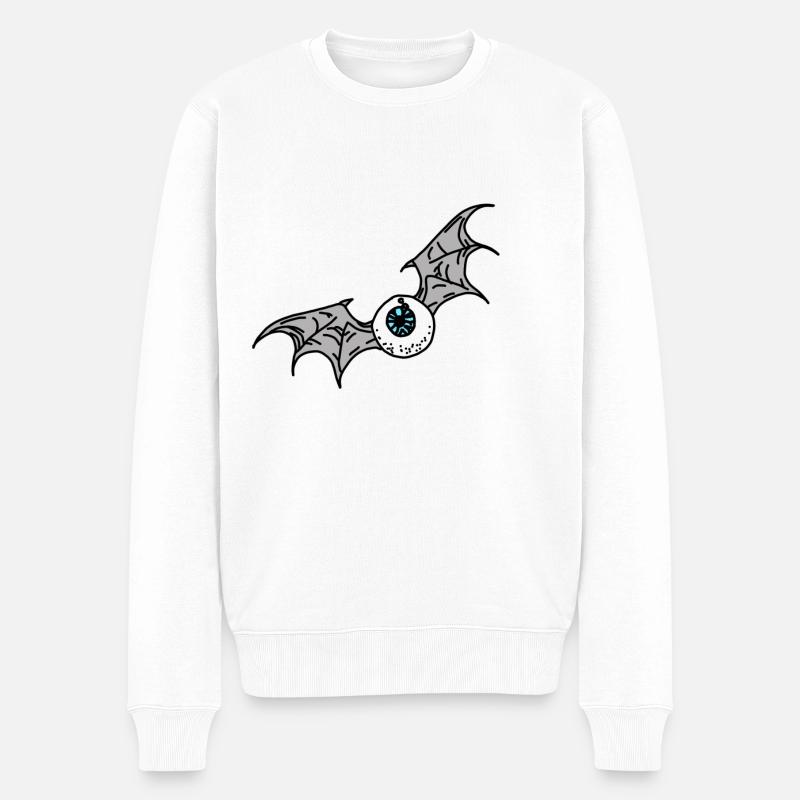 Fledermaus-Auge - Männer Premium Bio Pullover - Weiß