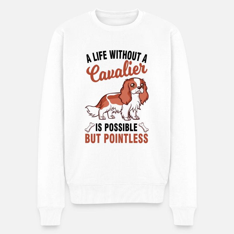 Cavalier King Charles Spaniel Hund Hundebesitzer - Männer Premium Bio Pullover - Weiß