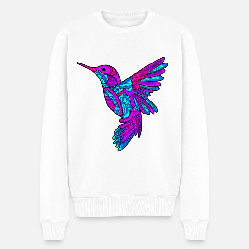 Bunter Kolibri im Mandala Stil Geschenk - Männer Premium Bio Pullover - Weiß