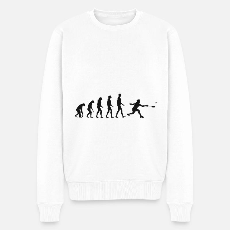 Federball Evolution Badminton Entwicklung Geschenk - Männer Premium Bio Pullover - Weiß