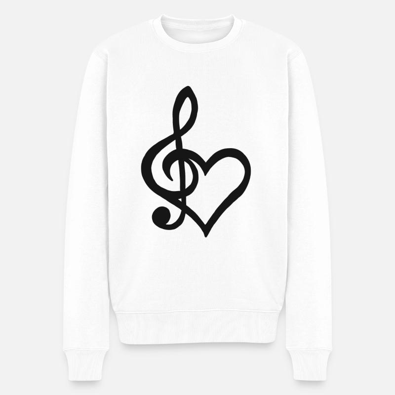 Notenschlüssel Herz Sänger Musik Tanzen Singen - Männer Premium Bio Pullover - Weiß