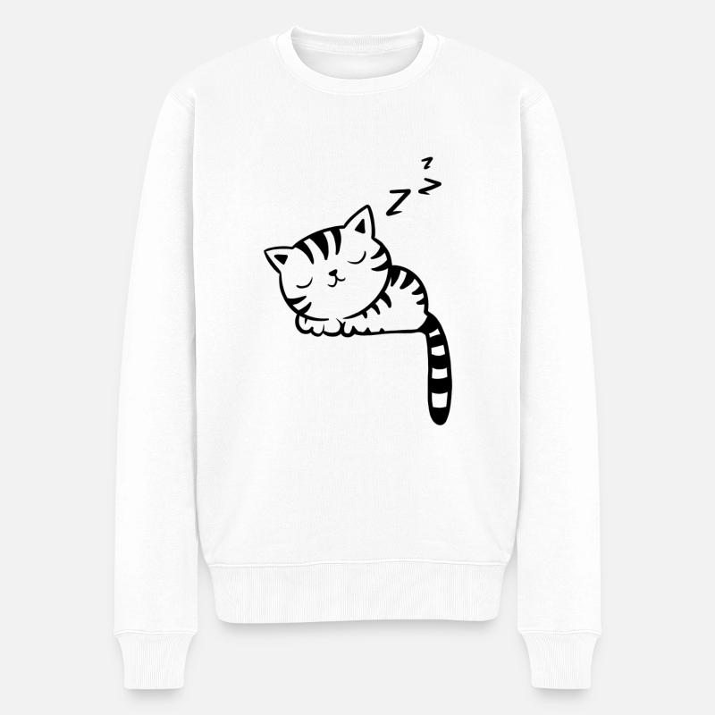 Süße Katze, die schläft - Männer Premium Bio Pullover - Weiß