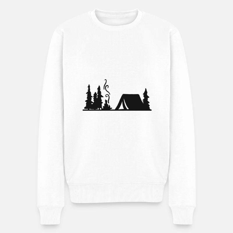 Campen Zelten Natur Camping Urlaub Zelt Geschenk - Männer Premium Bio Pullover - Weiß