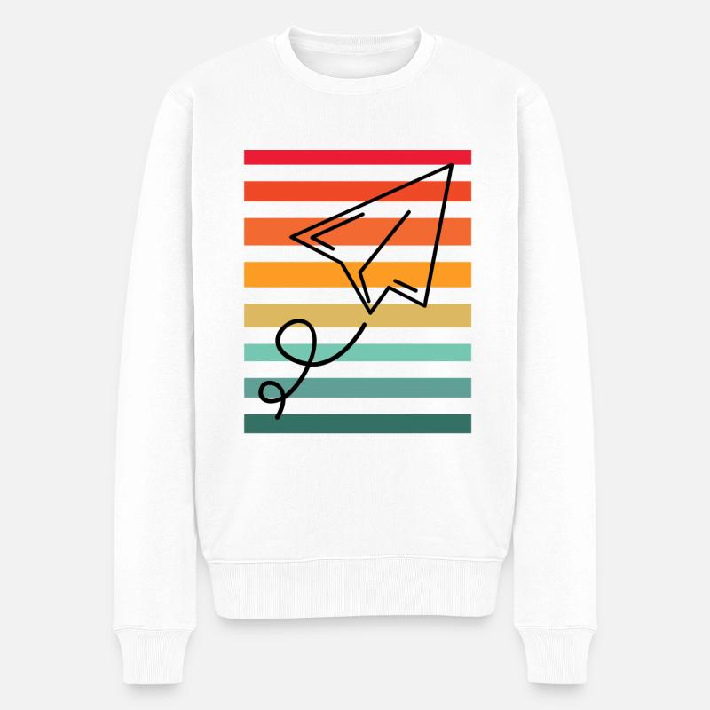 Papierflieger Sunset - Männer Premium Bio Pullover - Weiß