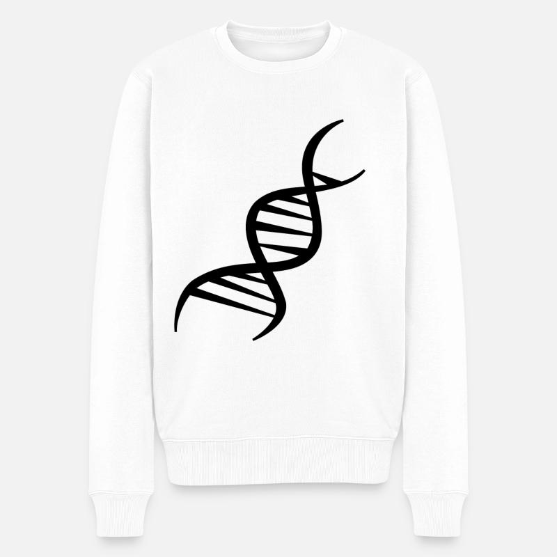 DNA Strang Design - Männer Premium Bio Pullover - Weiß