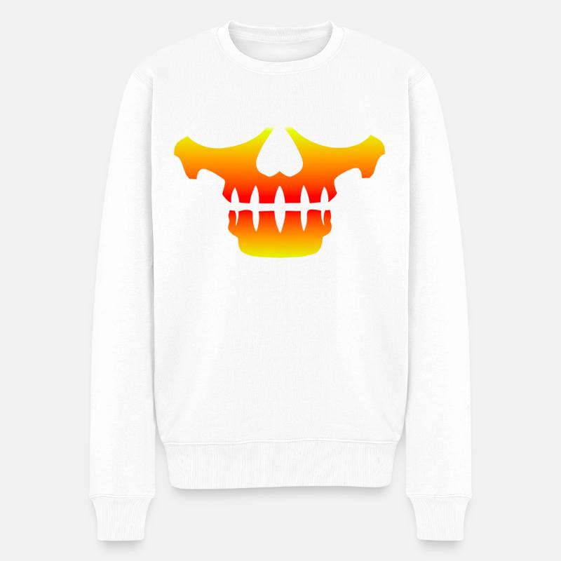 Masque Crâne orange rouge - Pull Premium bio Homme - blanc
