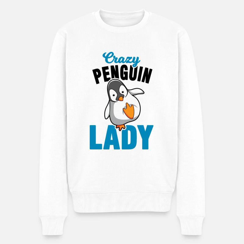 Pinguin Frau Geschenk - Männer Premium Bio Pullover - Weiß