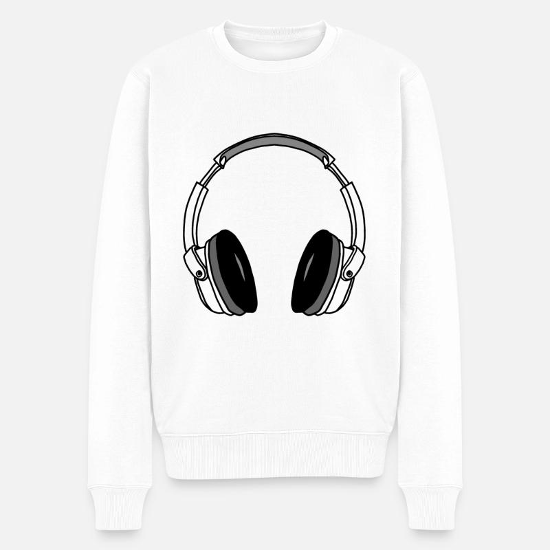 Kopfhörer Musik Party Tanzen - Männer Premium Bio Pullover - Weiß