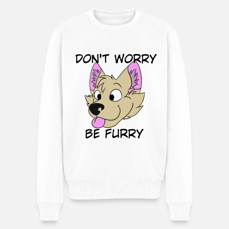 Don't Worry Be Furry - Männer Premium Bio Pullover - Weiß