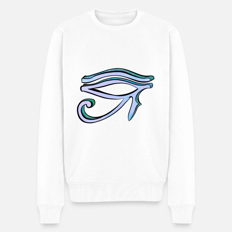 Œil Oudjat, oeil d'Horus - Pull Premium bio Homme - blanc