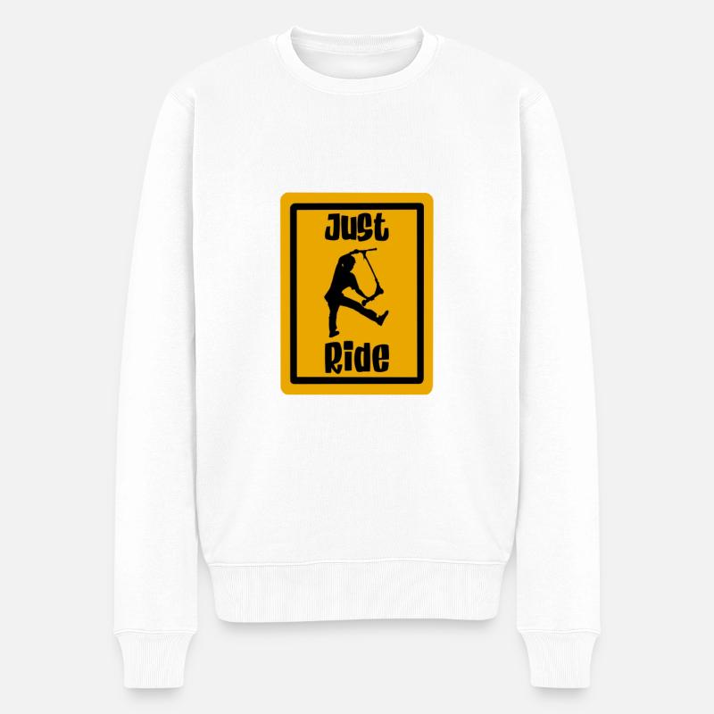 Just ride trottinette - Pull Premium bio Homme - blanc