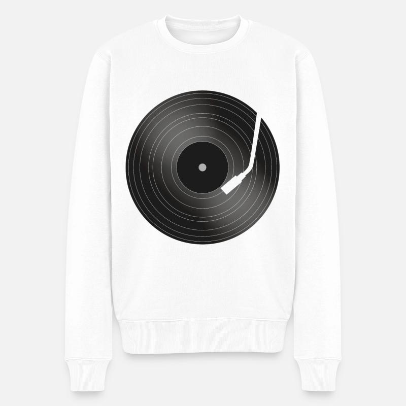 Schallplatte Musik Plattenspieler - Männer Premium Bio Pullover - Weiß