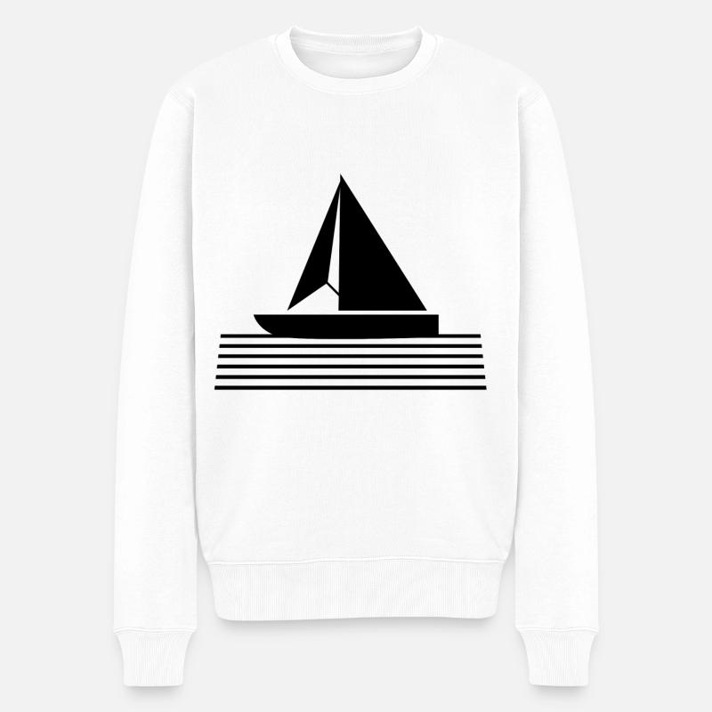 Segelboot Segelschiff - Männer Premium Bio Pullover - Weiß