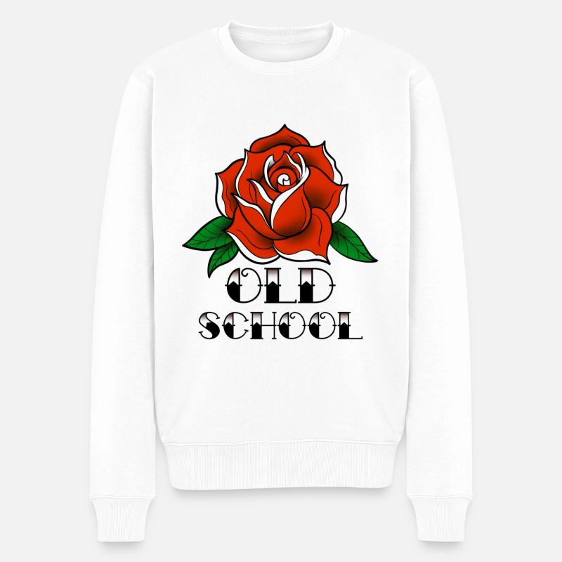 Rose old school - Männer Premium Bio Pullover - Weiß
