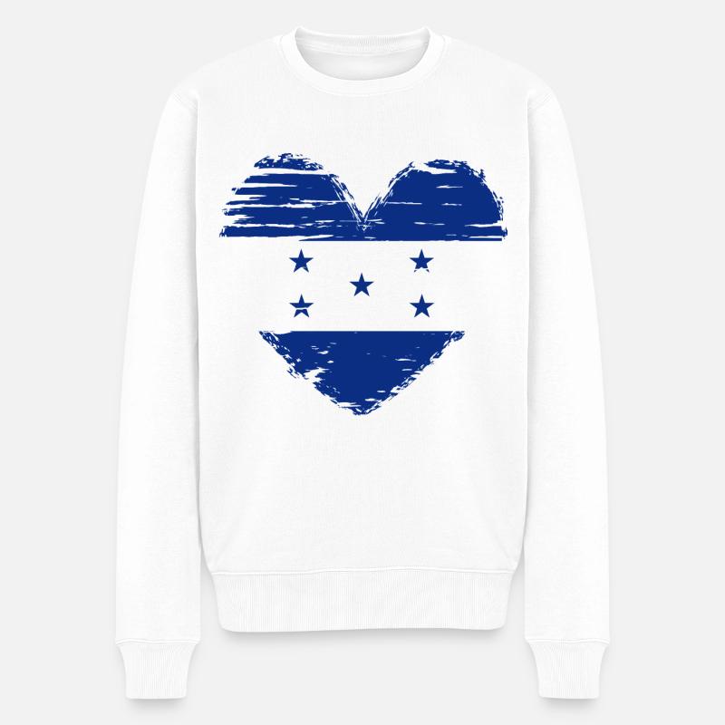 Honduras coeur drapeau drapeau blason - Pull Premium bio Homme - blanc