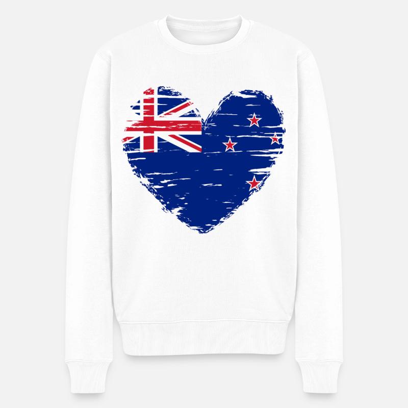 Nouvelle-Zélande coeur drapeau blason - Pull Premium bio Homme - blanc