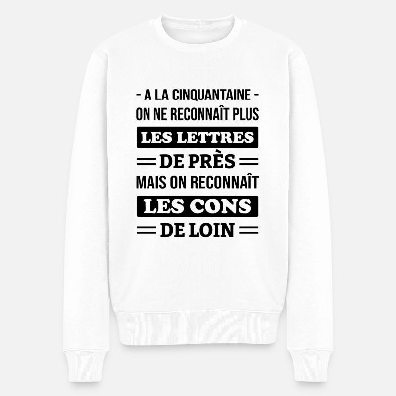 RECONNAÎTRE LES CONS DE LOIN - Pull Premium bio Homme - blanc